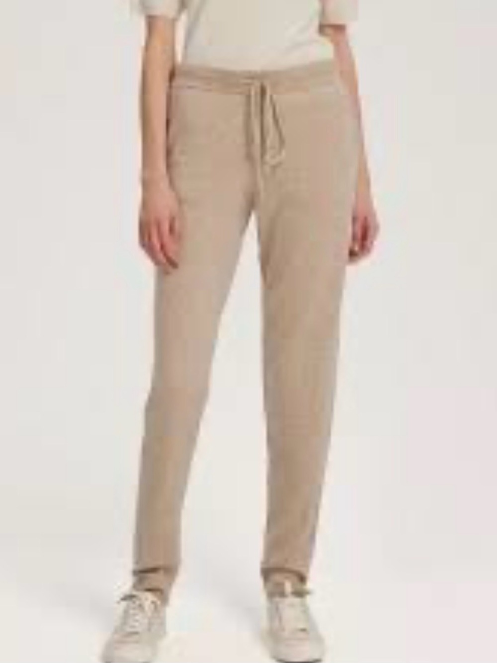 Gentle Herd Women’s Beige Wool Knit Jogger Pants Drawstring Elastic Waist S